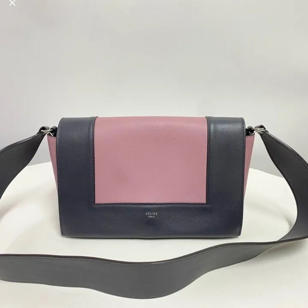 Celine Pink and Gray MEDIUM FRAME Leather Shoulder Bag